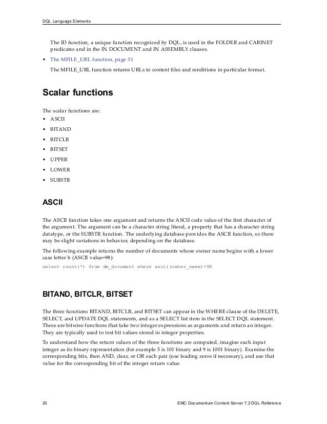 emc dql reference